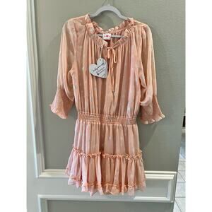Buddy Love NWT Women's Bronx Elastic Waist Mini Pink Ruffle Size M Dress
